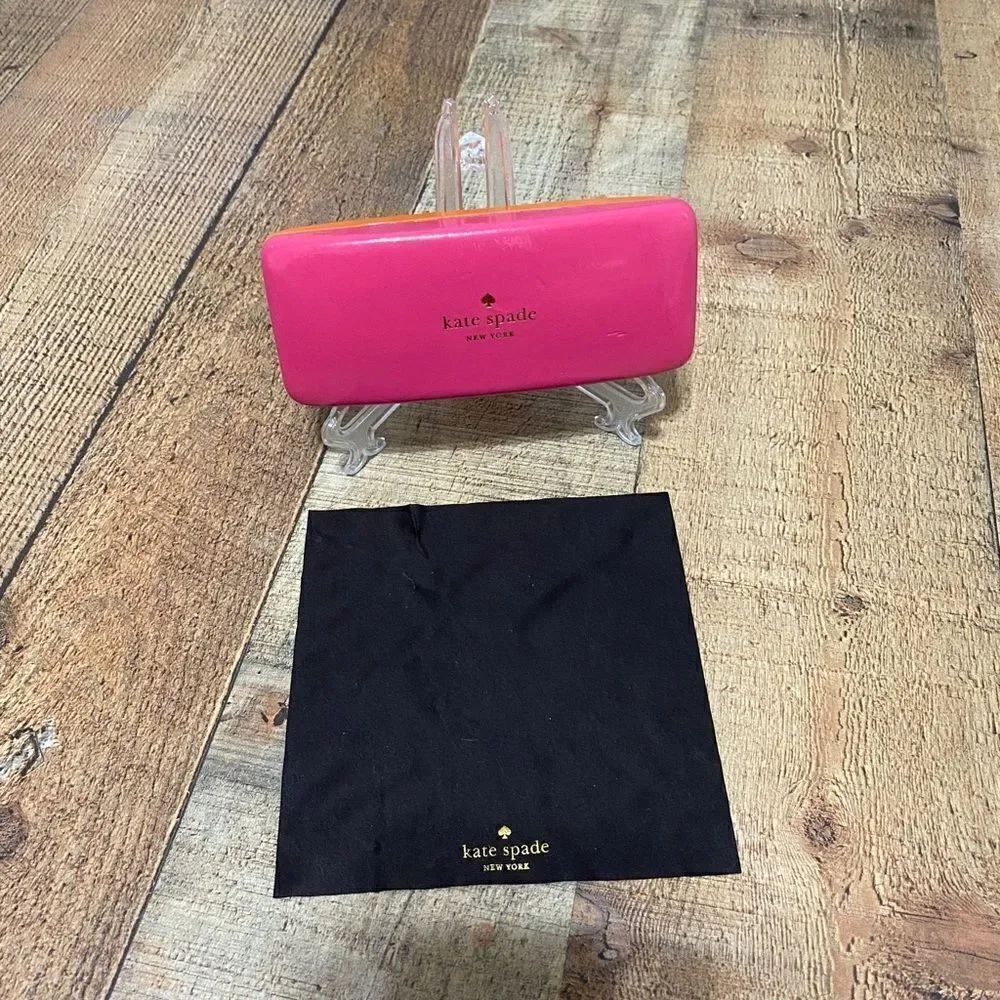 Kate Spade glasses case pink orange with dust cloth